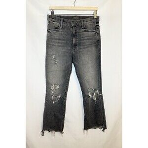 MOTHER Gray Distressed Ankle Jeans